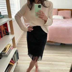 Nanette Lepore fringe midi skirt sz 2